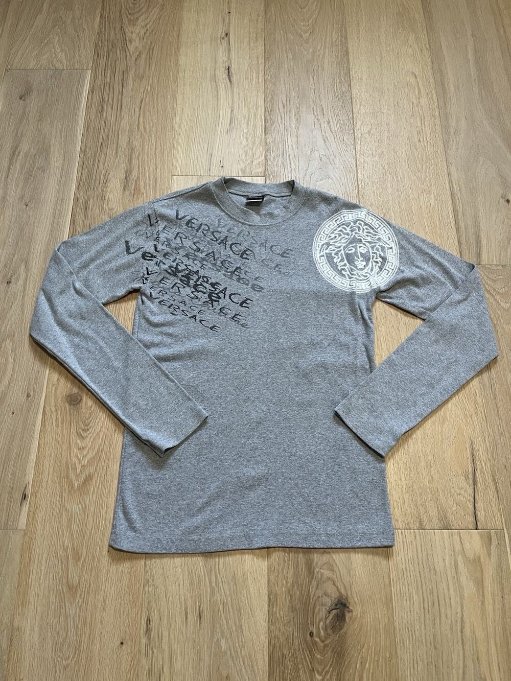 Versace Jeans Couture Long Sleeve T Shirt Gray 14 Fits Size Medium Luxury